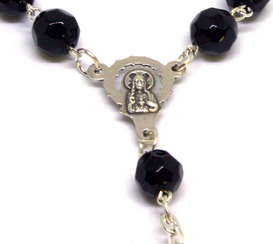 Holy Land Majestic Black Rosary Centerpiece Back