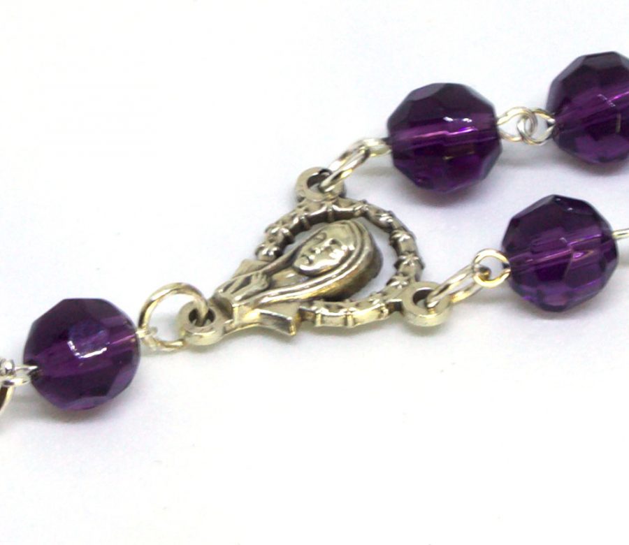 Holy Land Regal Amethyst Rosary Centerpiece Front