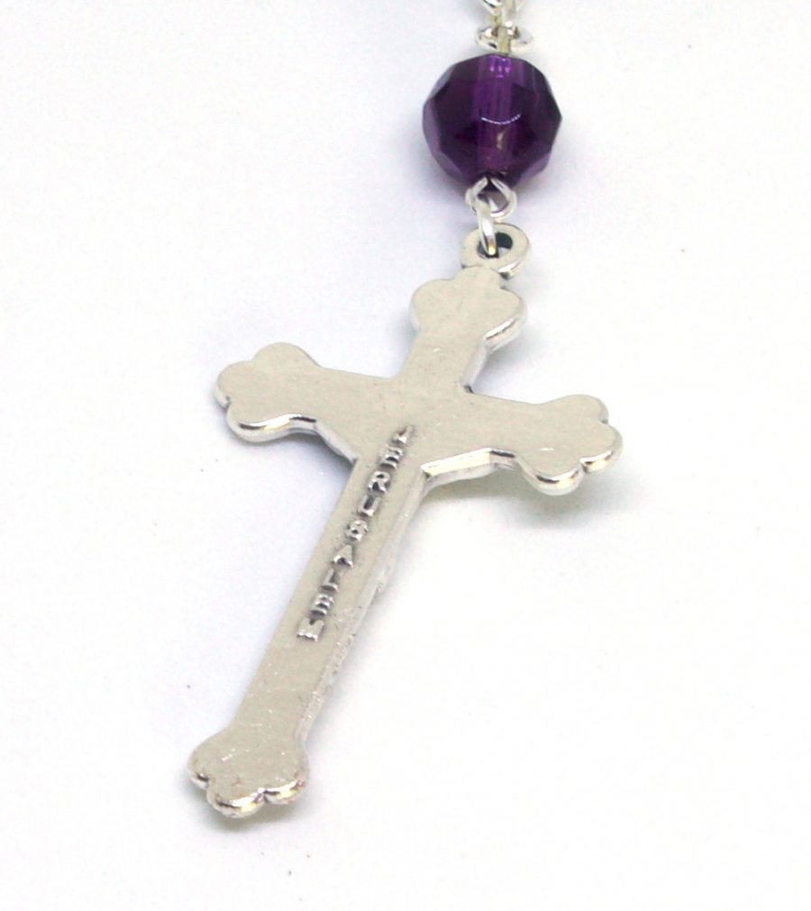 Holy Land Regal Amethyst Rosary Crucifix Back