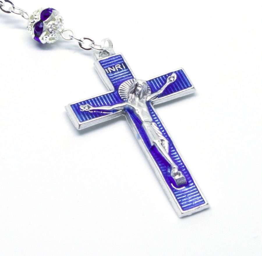 Luxurious Ivory Cobalt Rosary Crucifix